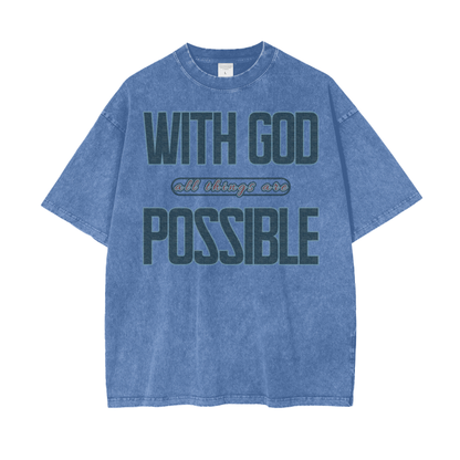 With God All Things Are Possible Tee - Blue