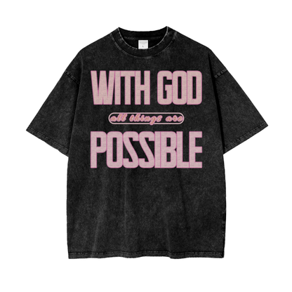 With God All Things Are Possible Tee - Pink