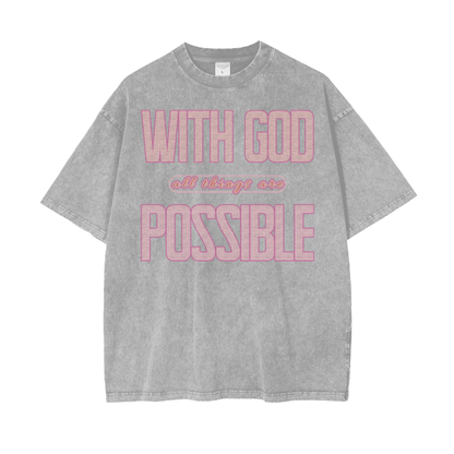 With God All Things Are Possible Tee - Pink